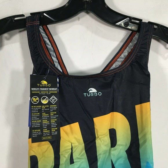 Turbo 55566122 Custom One Piece Swimsuit, Girl's Youth Size 8Y/04 Wide - Navy - Picture 5 of 8